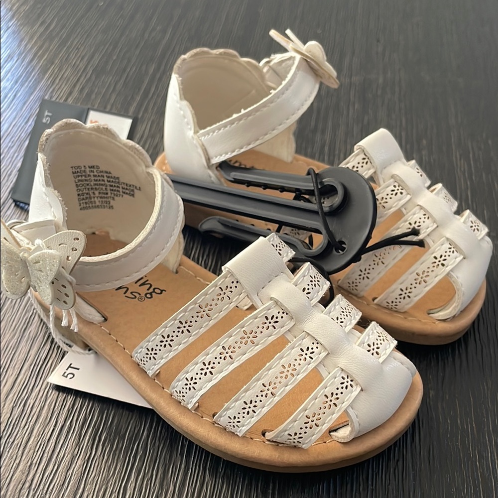 Jumping Beans White Sandals with Rhinestone Straps